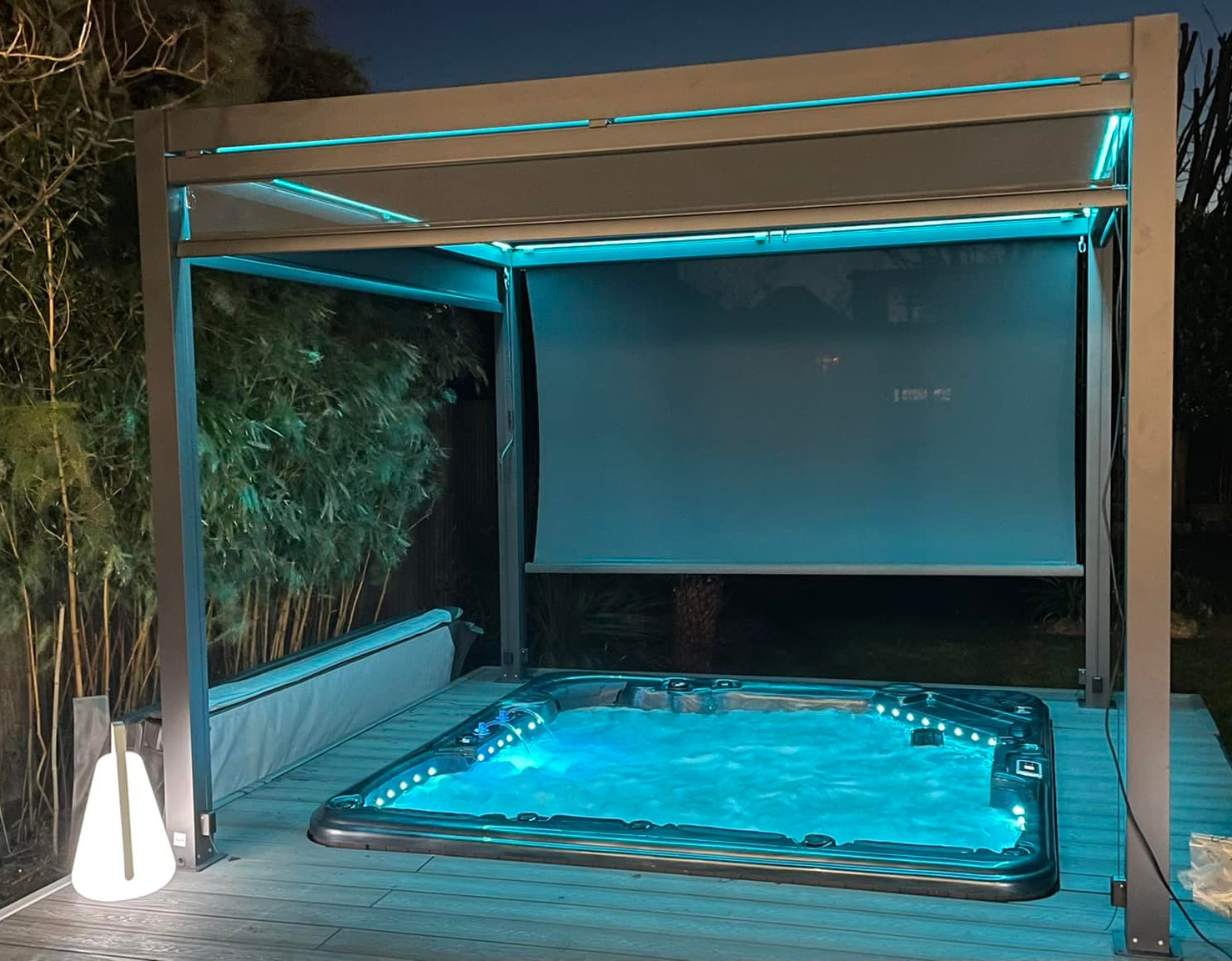 hot tub under gazebo